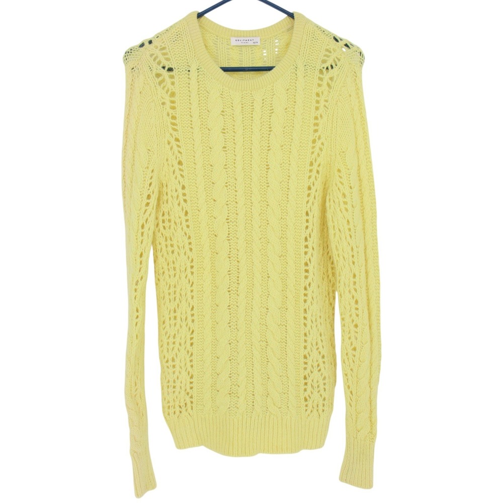 Equipment Femme Womens Size XS Yellow Cable Knit Cashmere Blend Sweater Preppy